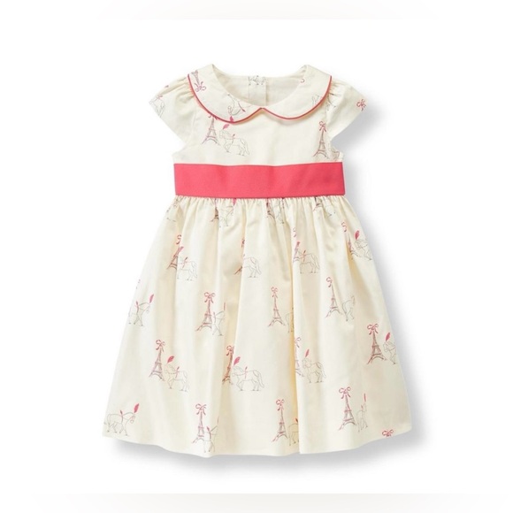 Janie & Jack Off White Coral Paris Print Dress size 3T - Picture 1 of 9